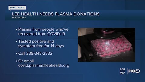 Lee Health needs plasma donations