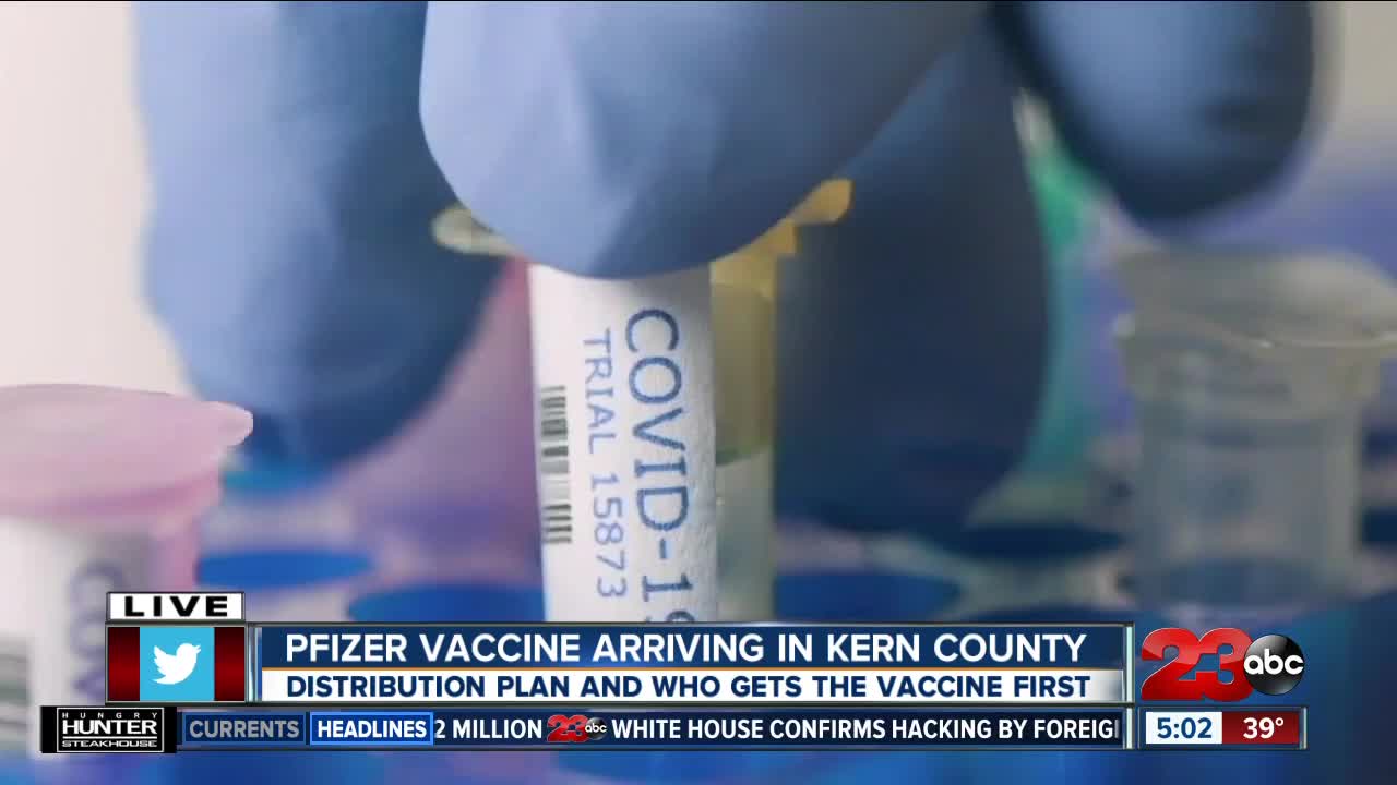 Pfizer COVID-19 Vaccine Expected to Arrive Tuesday in Kern, Kern County expecting 5,850 doses