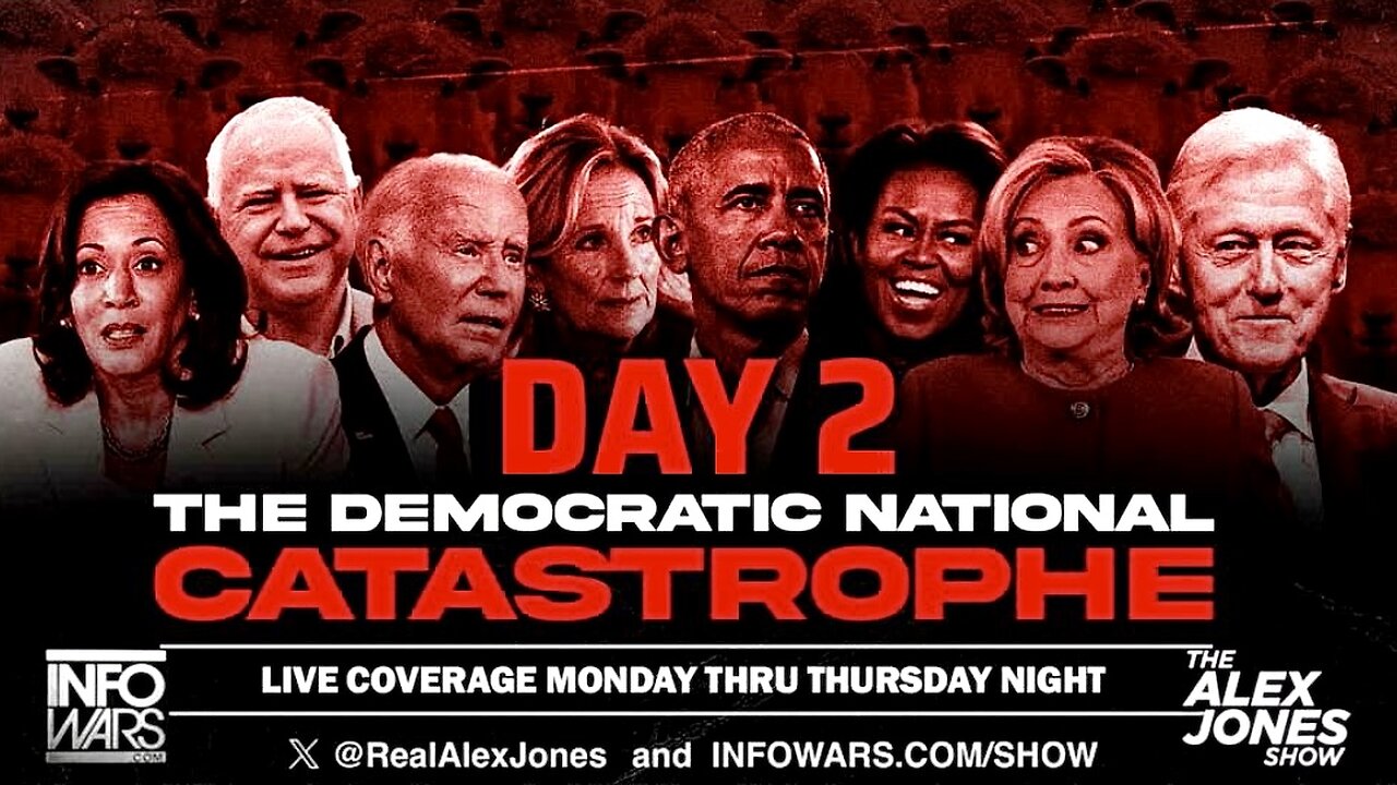 Day Two LIVE COVERAGE of The DNC with Alex Jones and Crew: The Obamas Crawl Out of The Shadows to Speak!