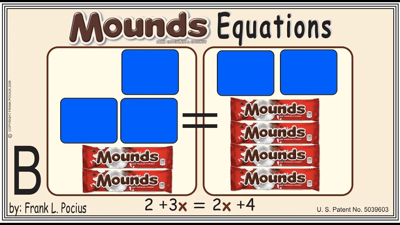 B2_MOUNDS_X(notation) 2+3x=2x+4 _ SOLVE BASIC EQUATIONS _ SOLVE BASIC WORD PROBLEMS
