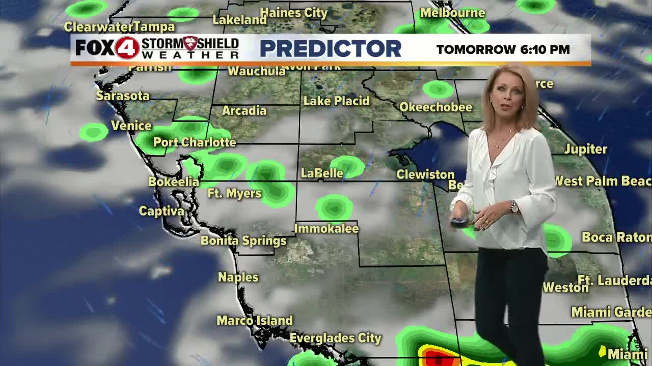 Scattered showers and storms continue until the weekend