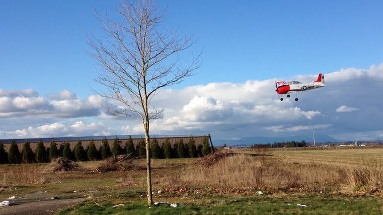 Parkzone Ultra Micro T-28 Trojan Take-Off and Landing the in Wind