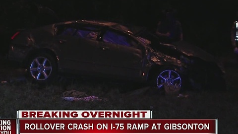 Rollover crash on I-75 ramp at Gibsonton Drive