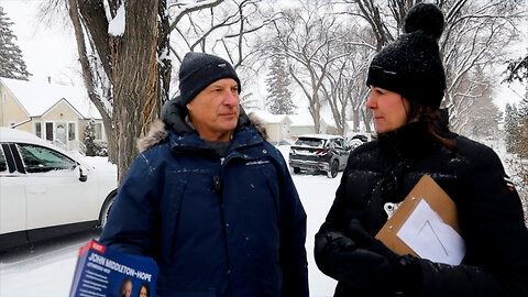 Danielle Smith and John Middleton-Hope discuss local issues in Lethbridge-West