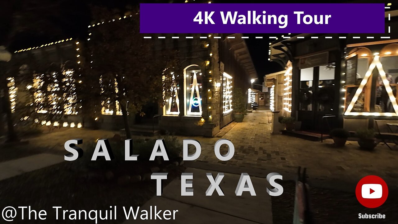 4K Walking Tour (night): Salado, TX Main Street Downtown; Christmas Lights!