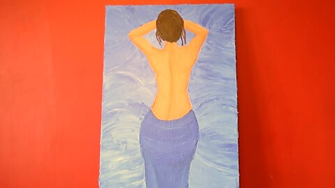 Impress me acrylic painting of Anastasia in elegant back pose