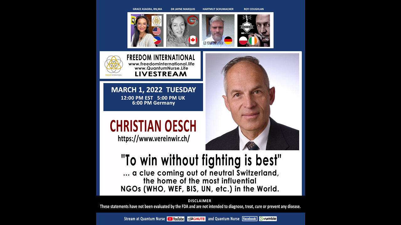 Christian Oesch - "To win without fighting is best" …a clue coming out of neutral Switzerland.