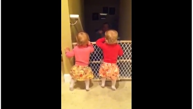 Identical Twins Get Ecstatic When Daddy Comes Home