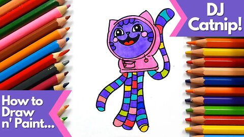 How to draw and paint DJ Catnip from Gabby's Dollhouse