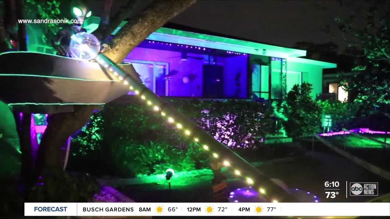 St. Petersburg residents turns children's treehouse into socially-distant UFO for trick-or-treating