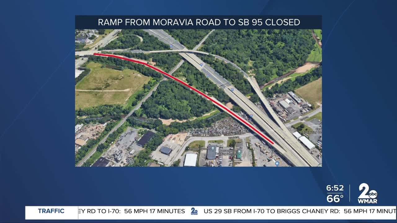 Moravia Road ramp to remain closed to traffic through end of June