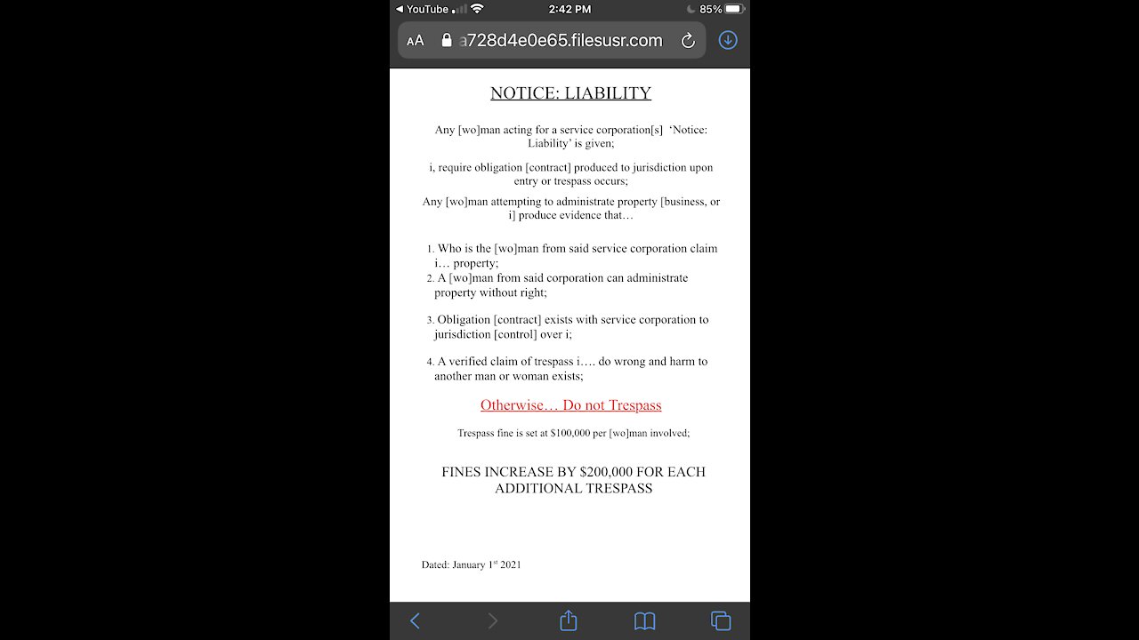 Notice of Liability