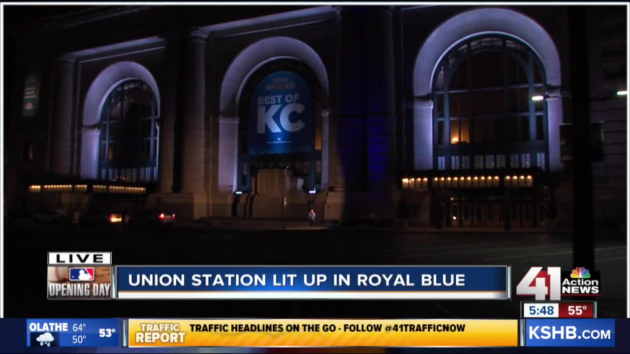 Union Station lights up Royals blue for opening day