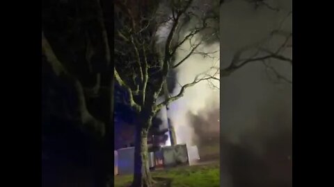 5G Tower Up In Flames In Gateshead, England.