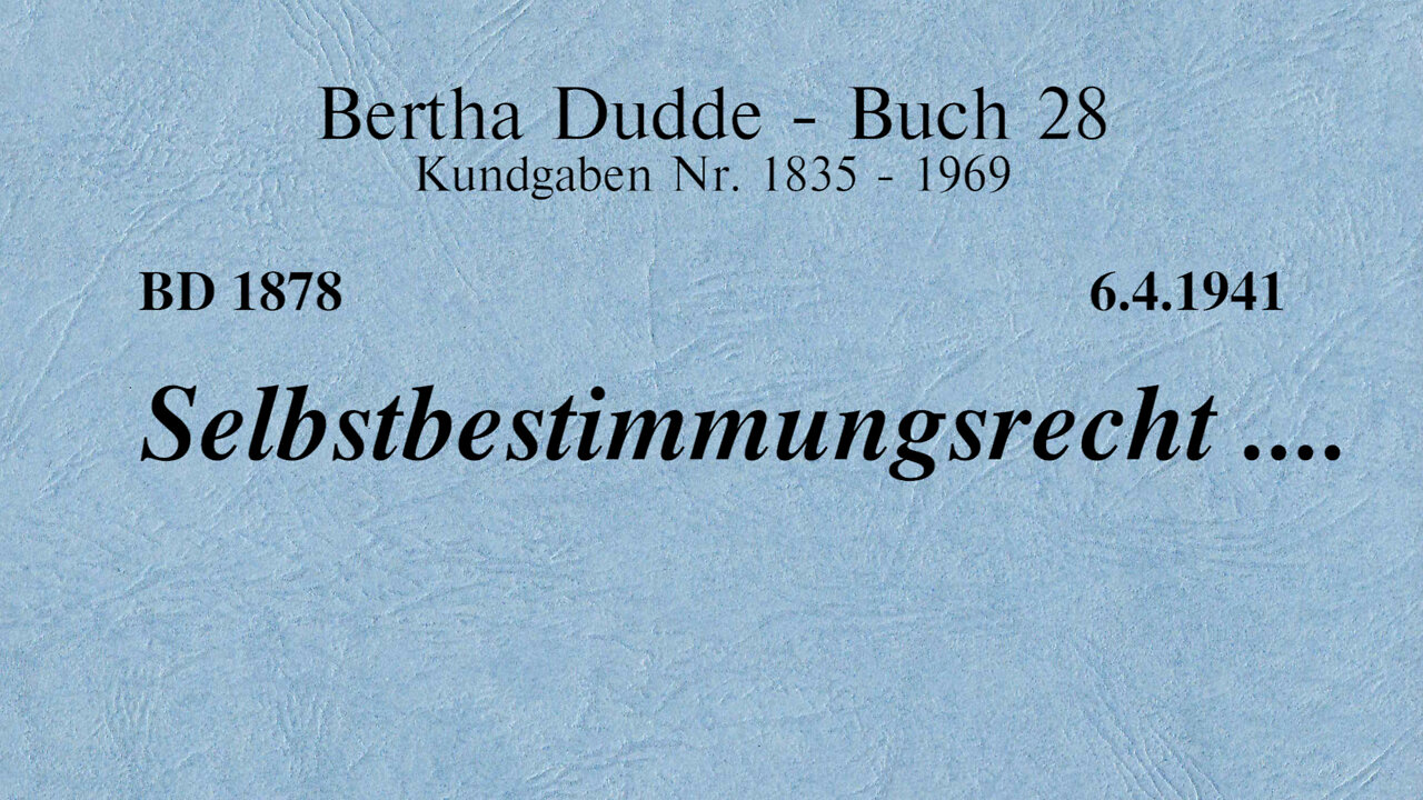 BD 1878 - SELBSTBESTIMMUNGSRECHT ....