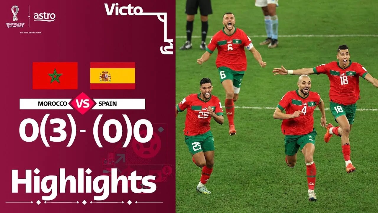 Morocco 0(3) - Spain 0 (0) (Historical Match) FIFA World Cup 2022