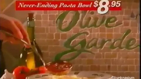 "Olive Garden Never Ending Pasta Bowl 8.95" Lost Commercial (2009)