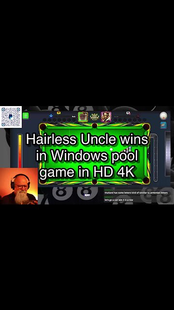 Hairless Uncle wins in Windows pool game in HD 4K 🎱🎱🎱 8 Ball Pool 🎱🎱🎱