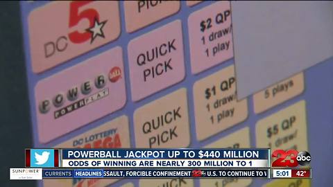 Powerball Jackpot up to $440 Million