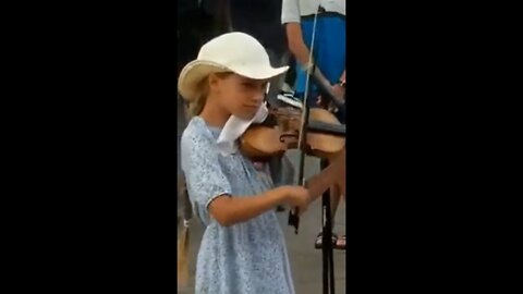 Young Girl Playing Violin in Public