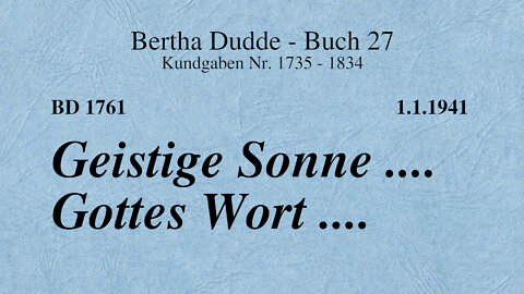 BD 1761 - GEISTIGE SONNE .... GOTTES WORT ....