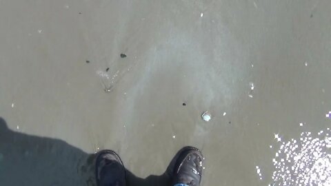 Dipping into the Channel. Normandy Beach