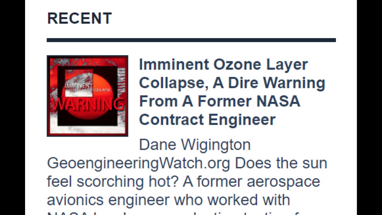 IMMINENT OZONE LAYER COLLAPSE SAYS GEOENGINEERING WATCH & NASA SCIENTIST