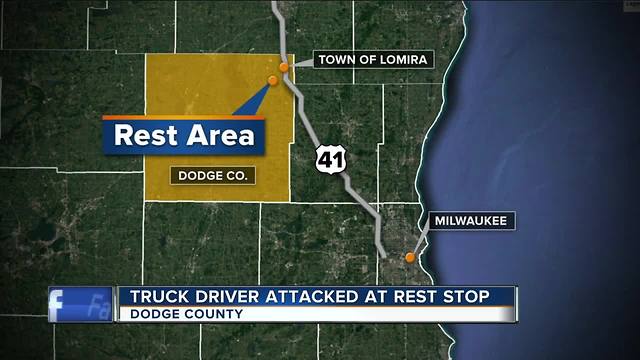 Truck driver robbed, assaulted in bathroom stall of Dodge County rest stop