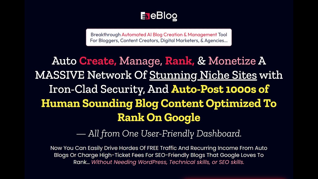 eblog demo: Your Key to a Massive, Monetized Network of Niche Sites