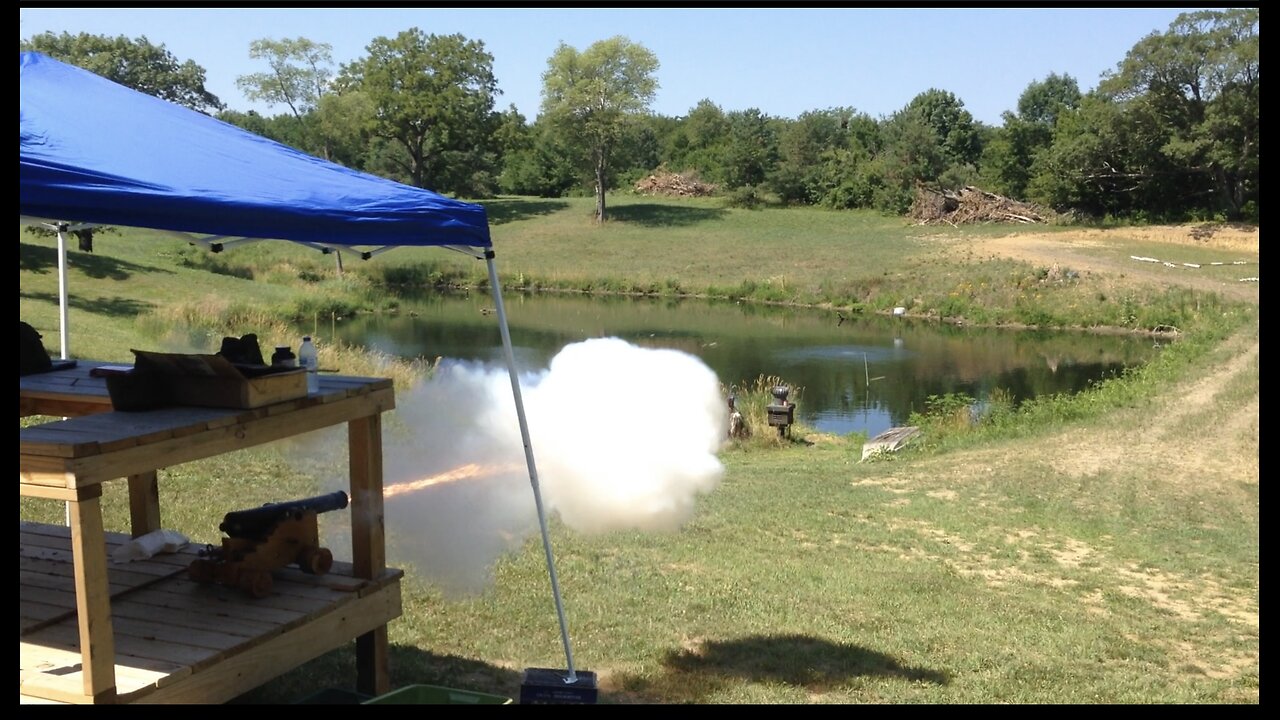 Shooting a cannon at the gun range