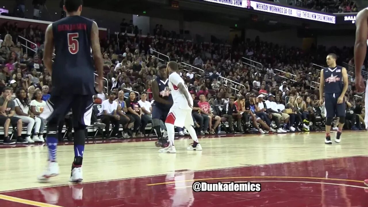 Mac Miller falls from Bone Collector Ankle Breaker Power 106 Celebrity Game 2016