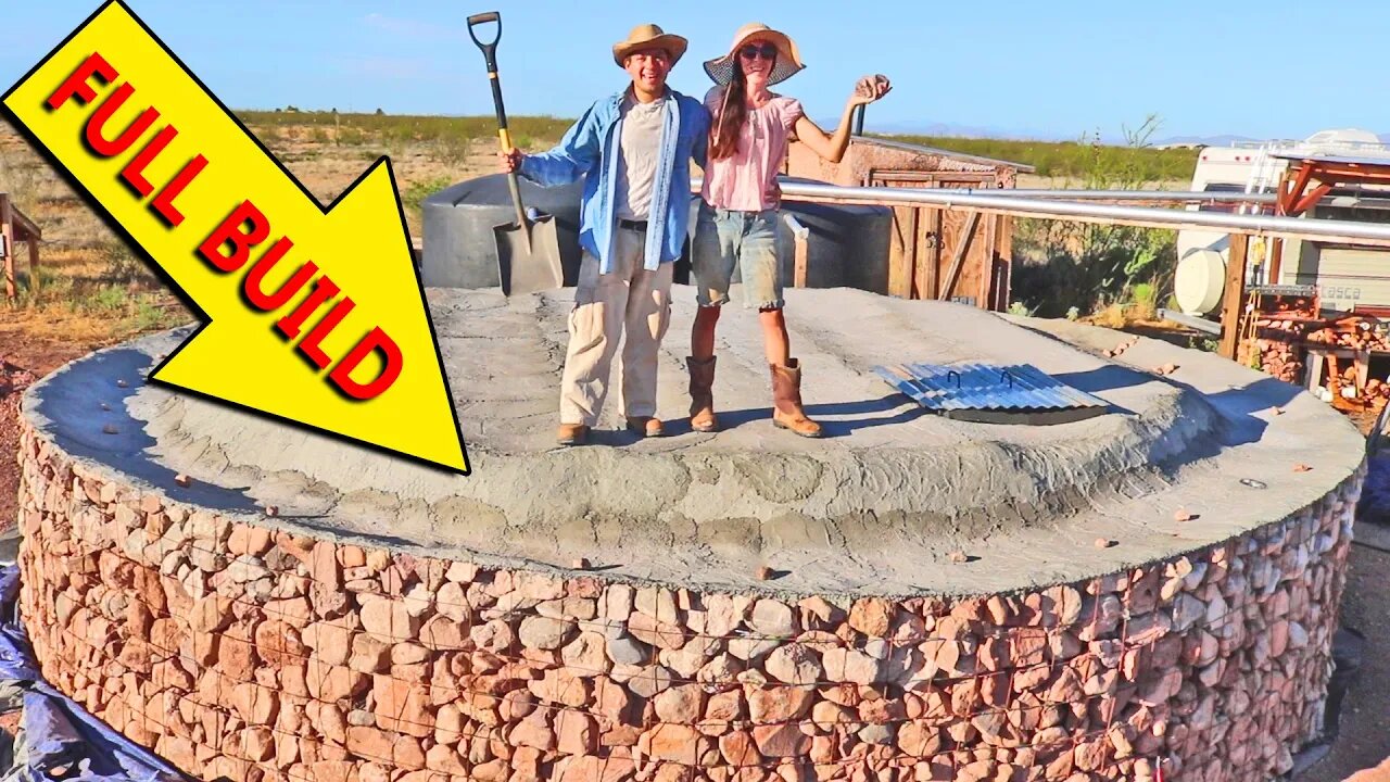 Couple Builds Incredible Earthbag Cistern With A Gabion Retaining Wall To Harvest Rain | Full Build