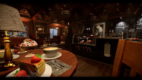 Cozy Alpine Cafe ☕️ at Christmas with Christmas Jazz + Fireplace Ambiance | Awayion