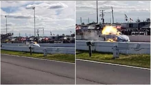 Spaventoso: veicolo in fiamme durante una corsa