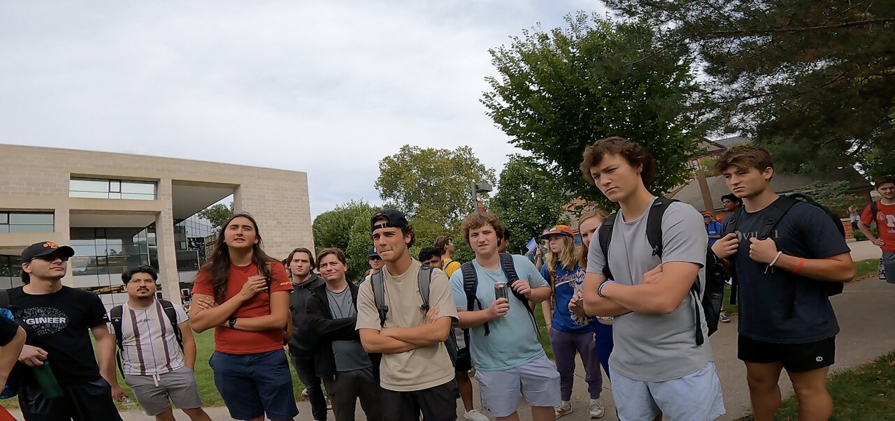 Iowa State University: Trumpet Heckler Returns, Angry Theist Helps Me Draw A Crowd, Red Headed Lesbian Riles Up The Crowd, Female Heckler From Last Year Returns More Subdued