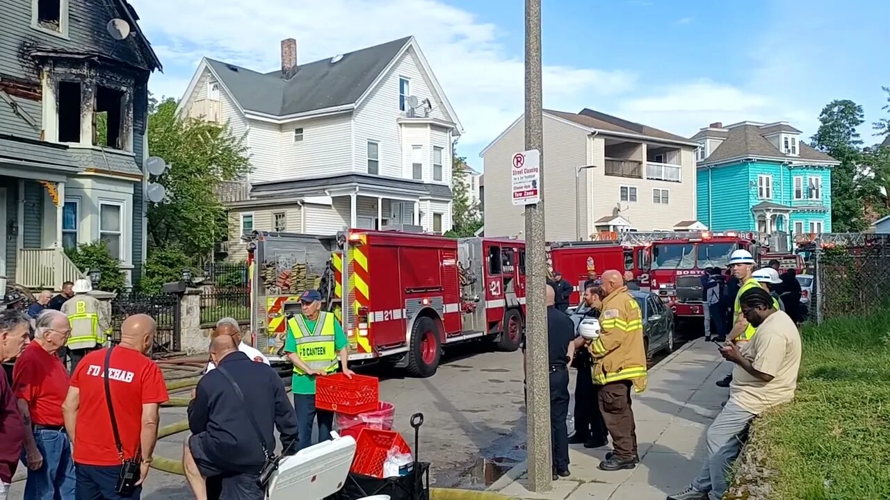 Boston fire department respond to a two-alarm fire on Sargent Street