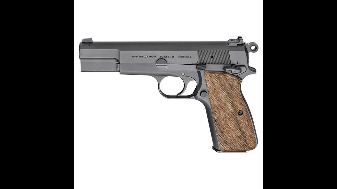 SPRINGFIELD SA-35 9MM PISTOL WITH CHECKERED WALNUT GRIPS, BLACK