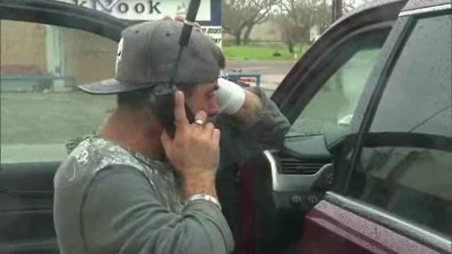 The emotional moment a son learns his father survived Hurricane Harvey