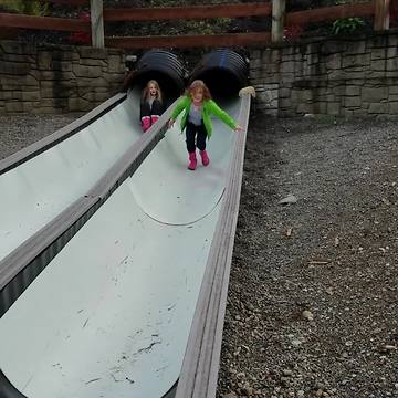 Girl Goes Down Dry Slide But Then Falls Climbing Out