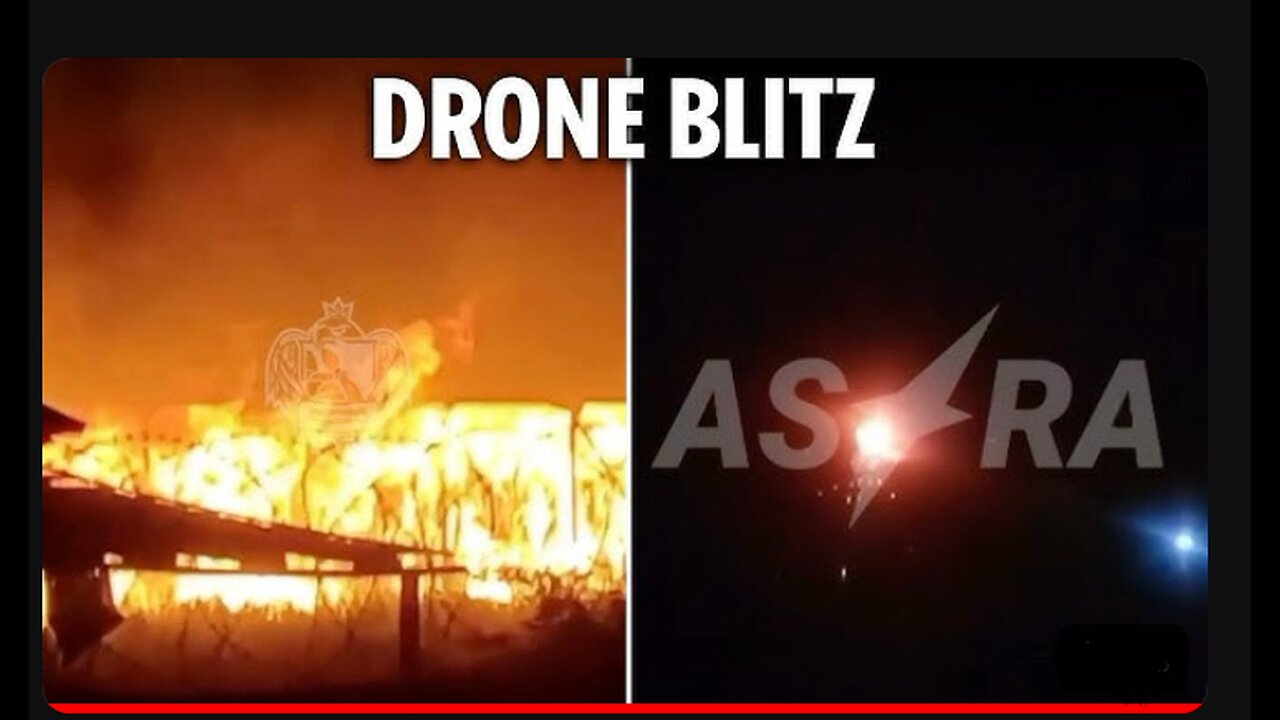 Ukraine launches huge drone attack on Russian troops destroying two airfields.