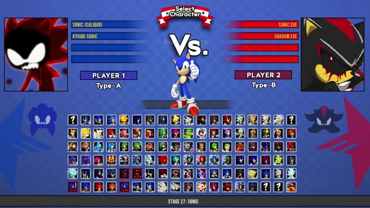 Excalibur Sonic & Kyuubi Sonic VS Sonic exe & Shadow exe I Sonic Battle MUGEN HD