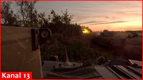 İmage of attack in Donetsk by Ukrainian army with Bradley combat vehicles