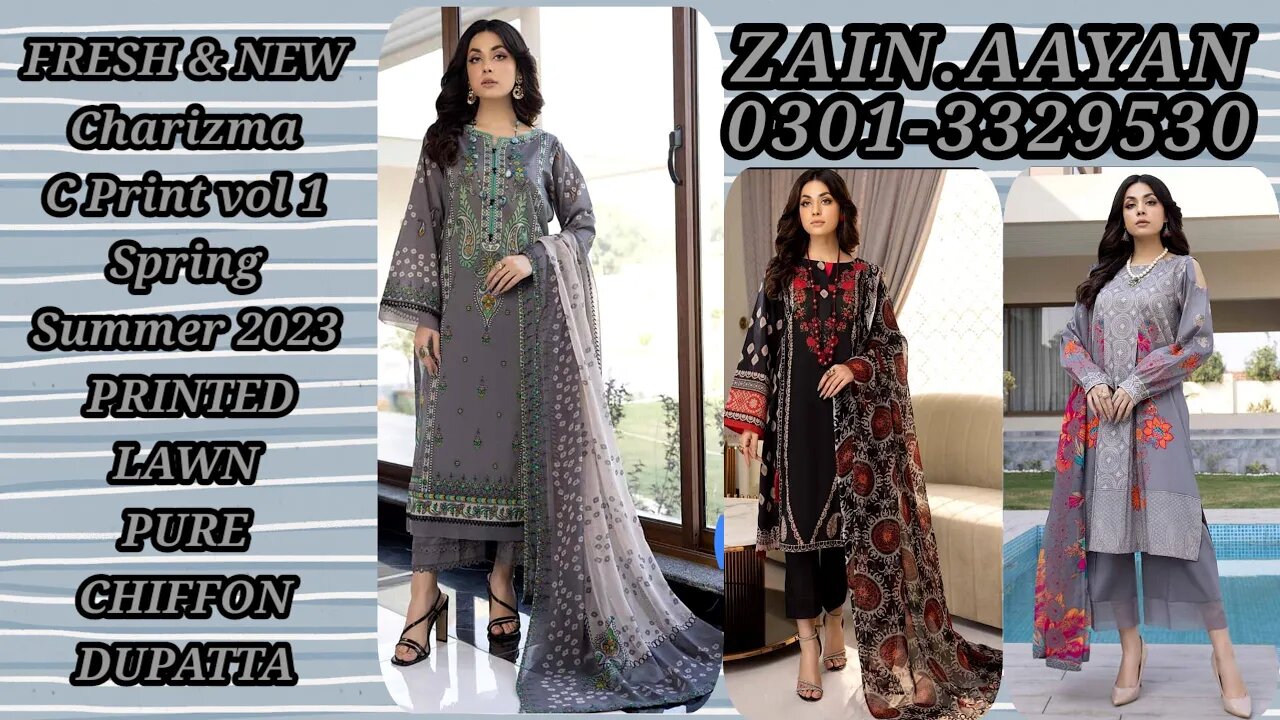 Charizma C print lawn chiffon dupatta || ZAIN.AAYAN COLLECTION ||