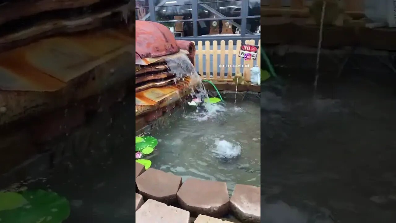 Koi Pond at Miles Through Time Automotive Museum and Vintage Garage Antiques