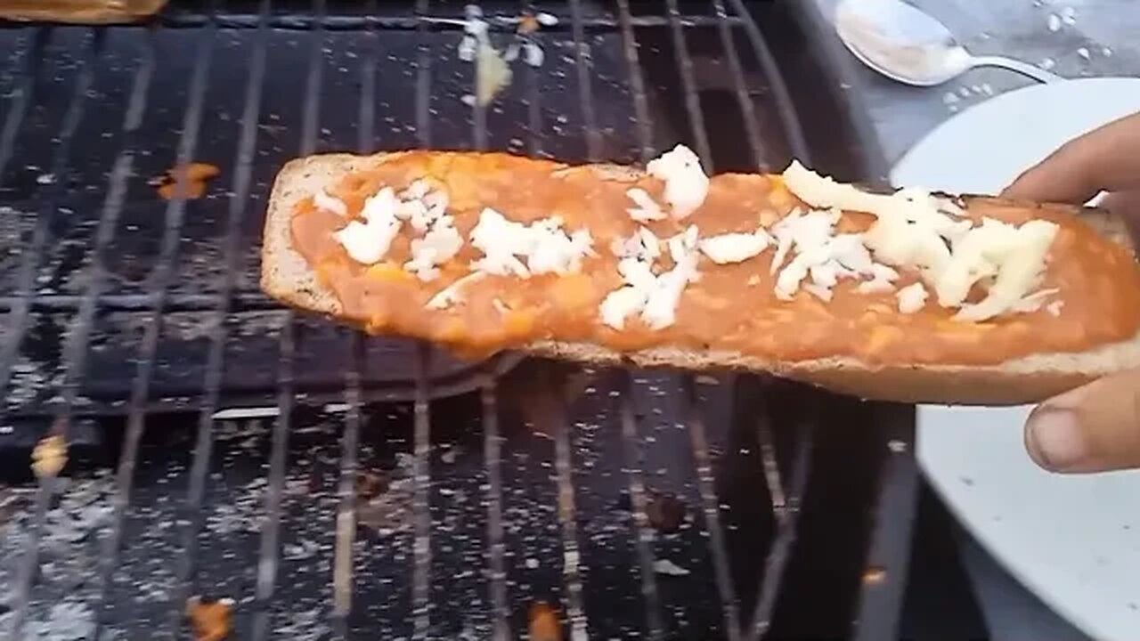 Tramp Cooks French Bread Pizza 🍕. French Bread Pizza Cooked Hobo Style.