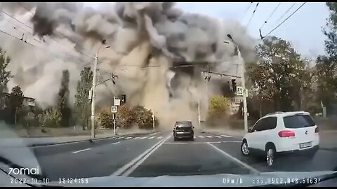 Dashcam video missile strike Ukraine city Dnipro