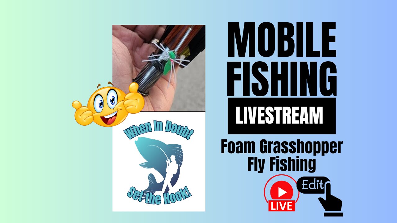 Pond Fly Fishing - Foam Grasshopper - Mobile Fishing (Edited) #mobile #fishing #livestream