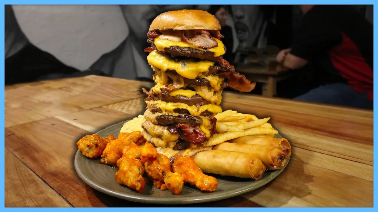 TAKING ON THE 10 PATTY "Randy Santel" BACON CHEESEBURGER CHALLENGE!