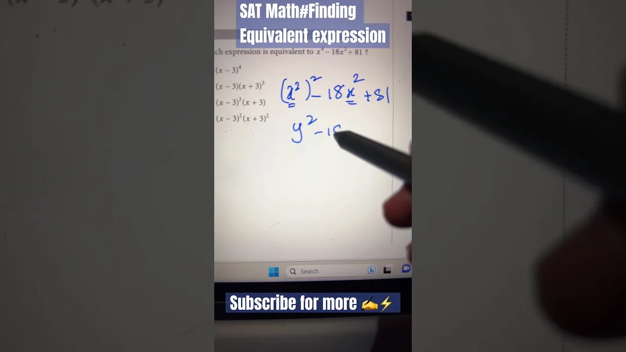 Find Equivalent expression using identities (Algebra) #youtubeshorts #mathtrick #satmath #youtube