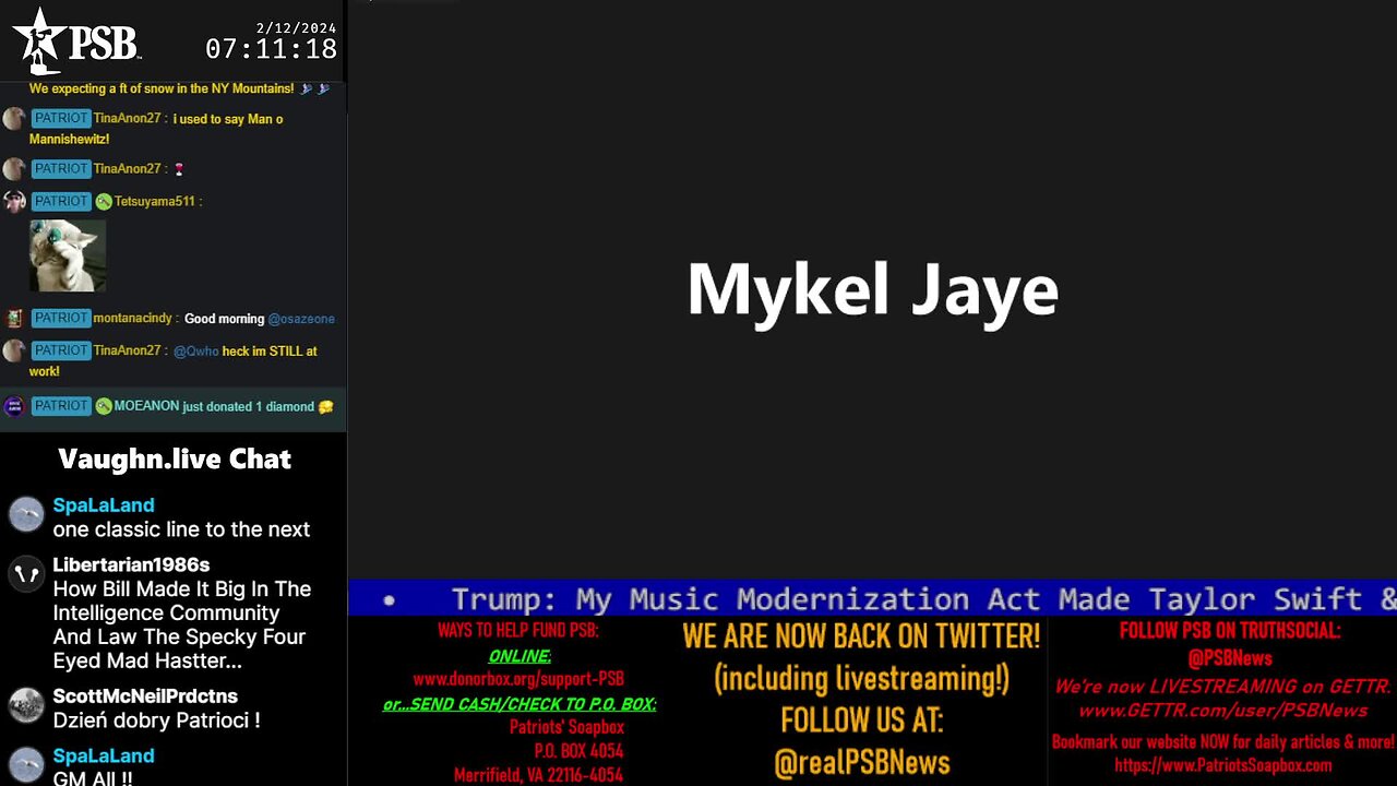 2024-02-12 07:03 EST - Patriots Soapbox AM: with MykelJaye, SkyeBreeze